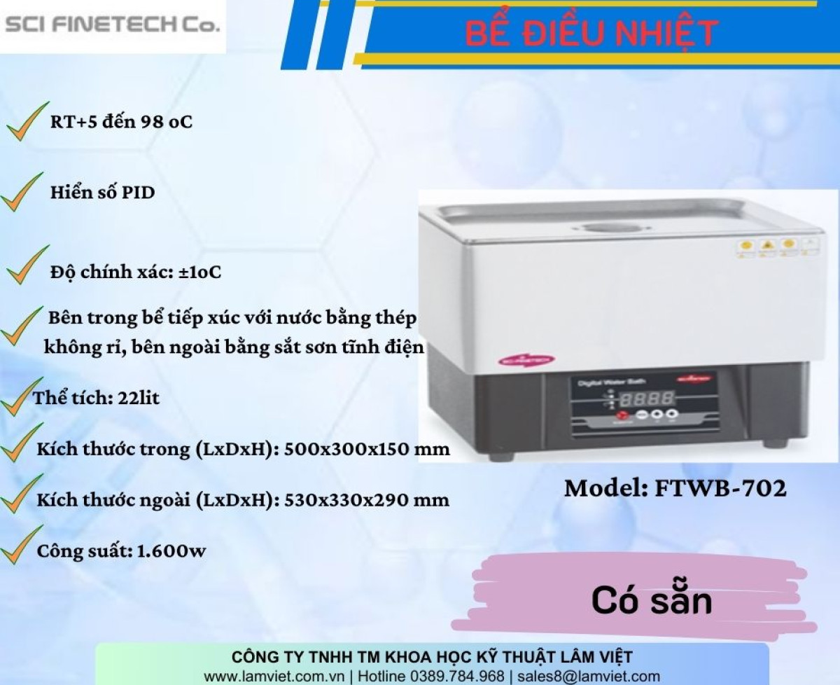 (hàng có sẵn)Bể Điều Nhiệt SCI FINETECH - Hàn Quốc