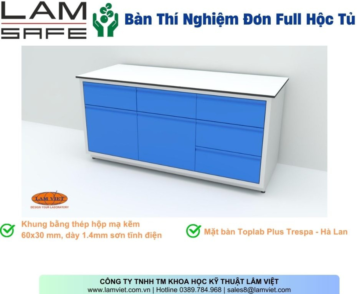 Bàn Thí Nghiệm Full Hộc Tủ