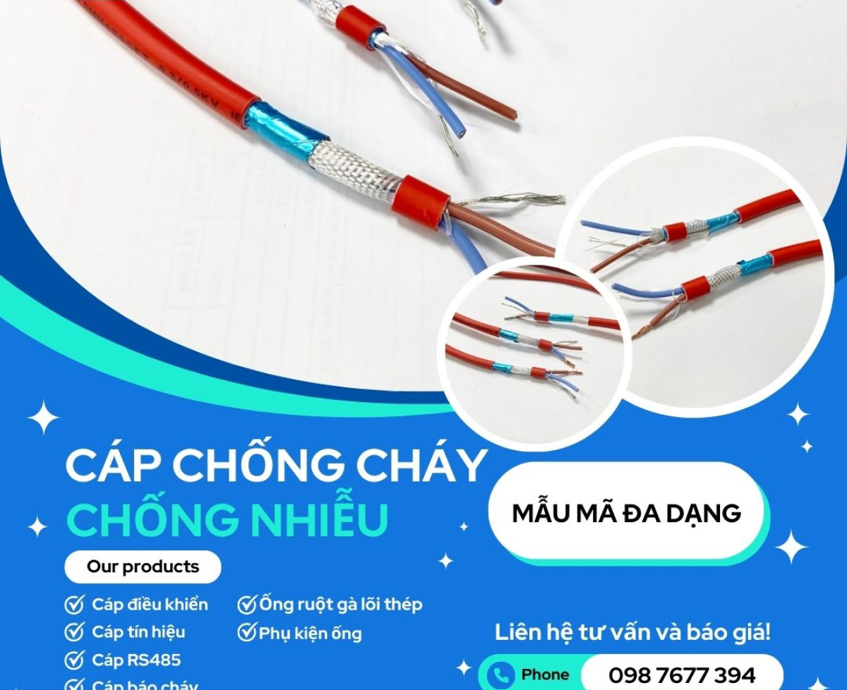 Dây cáp tín hiệu chống cháy chống nhiễu 2x1.5 IEC60331