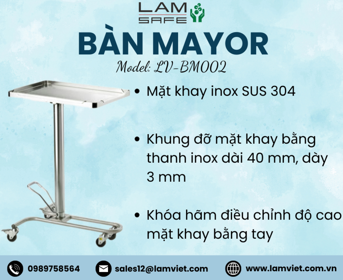 Xe đẩy monitor & Bàn mayor Lamsafe