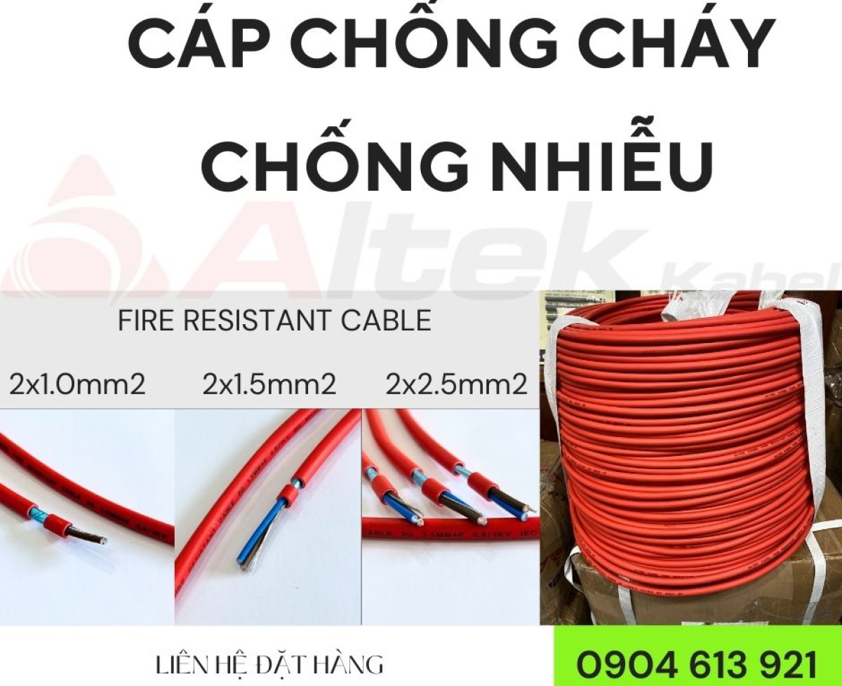 Cáp tín hiệu chống cháy chống nhiễu 2x16AWG Altek Kabel Đà Nẵng, HCM , Hà Nội