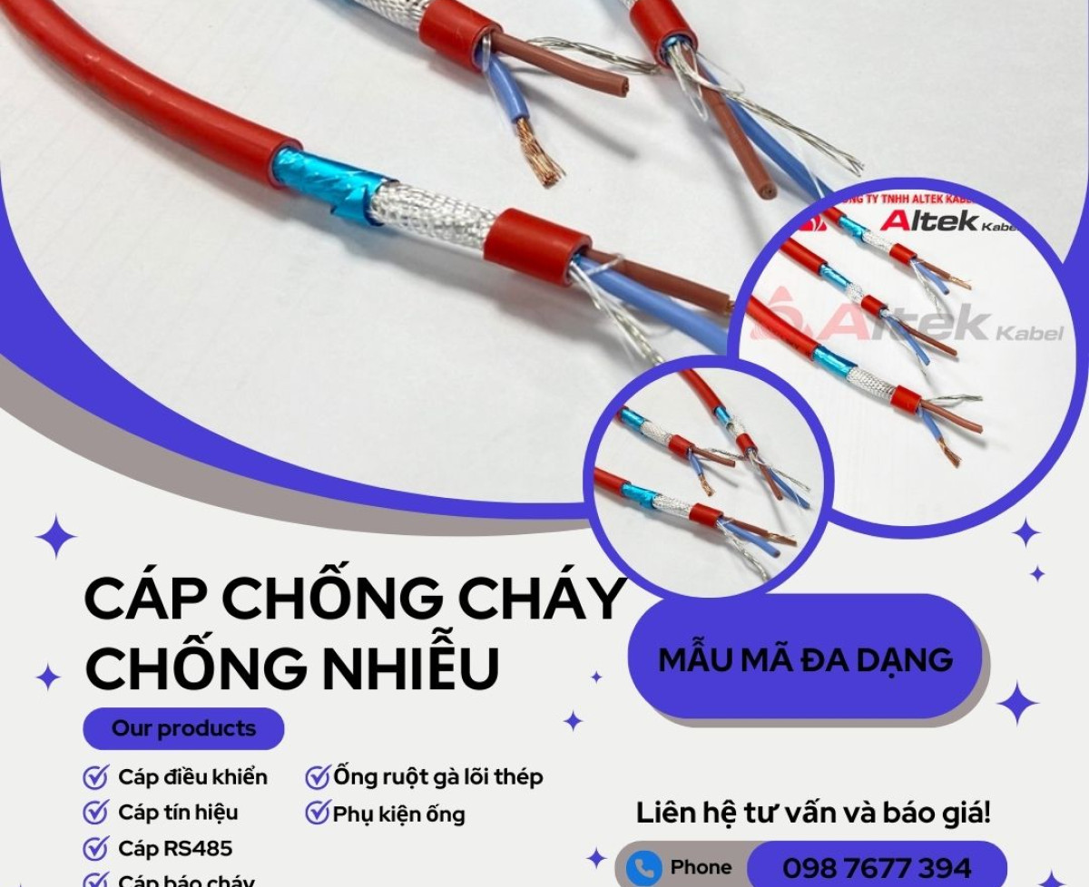 Dây cáp tín hiệu báo cháy chống cháy chống nhiễu 2x1.0mm