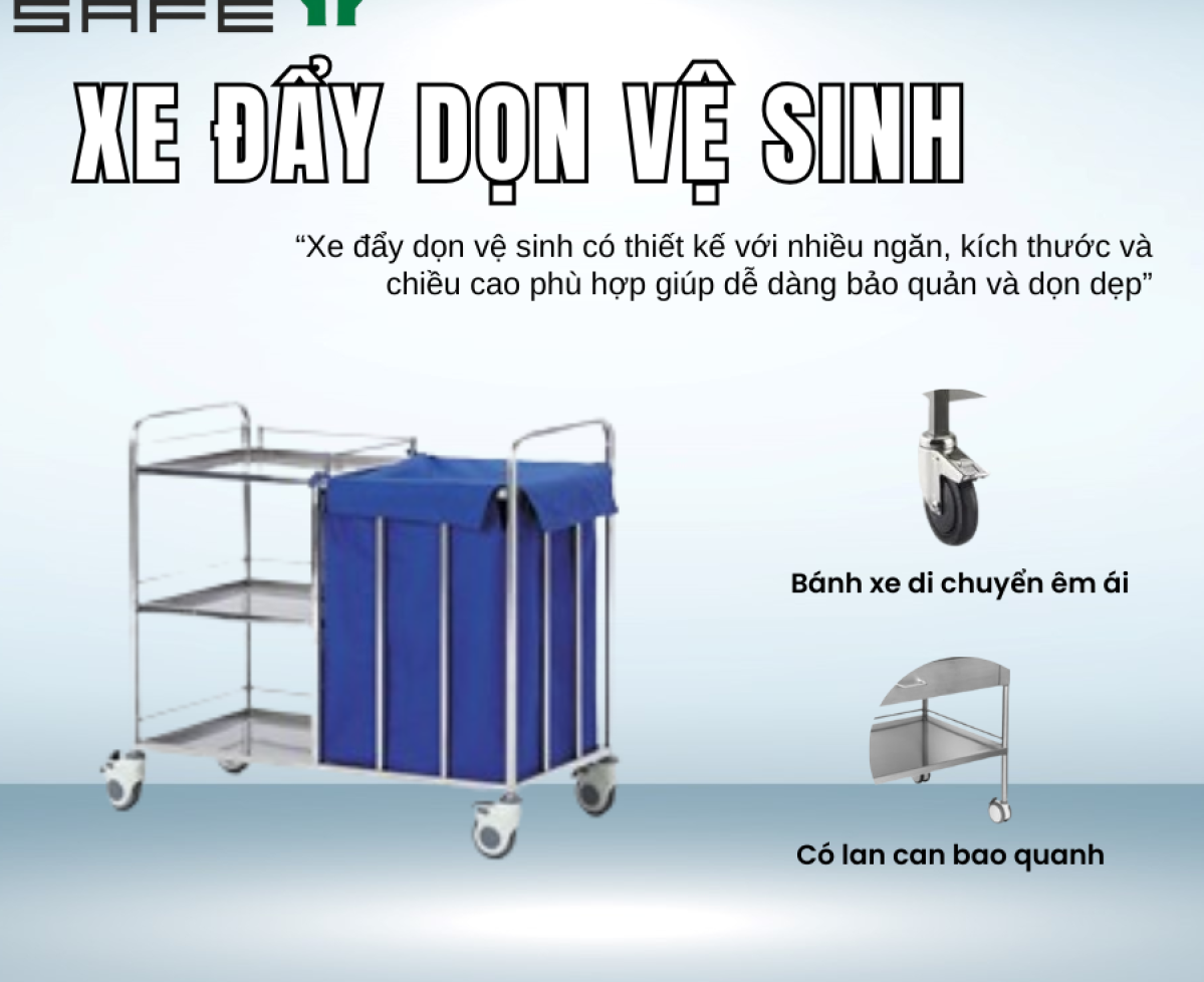 Xe đẩy dọn vệ sinh y tế