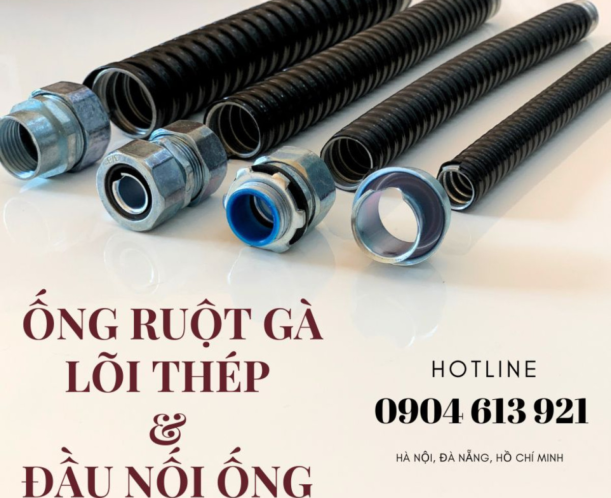 Ống ruột gà lõi thép luồn dây điện D20 D25 D32 phân phối Đà Nẵng, HCM, Hà Nội