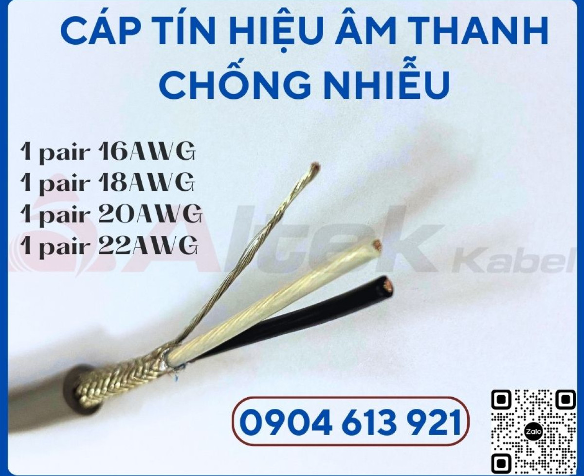 Cáp tín hiệu âm thanh chống nhiễu 1 pair 18AWG Altek kabel Đà Nẵng, HCM, Hà Nội