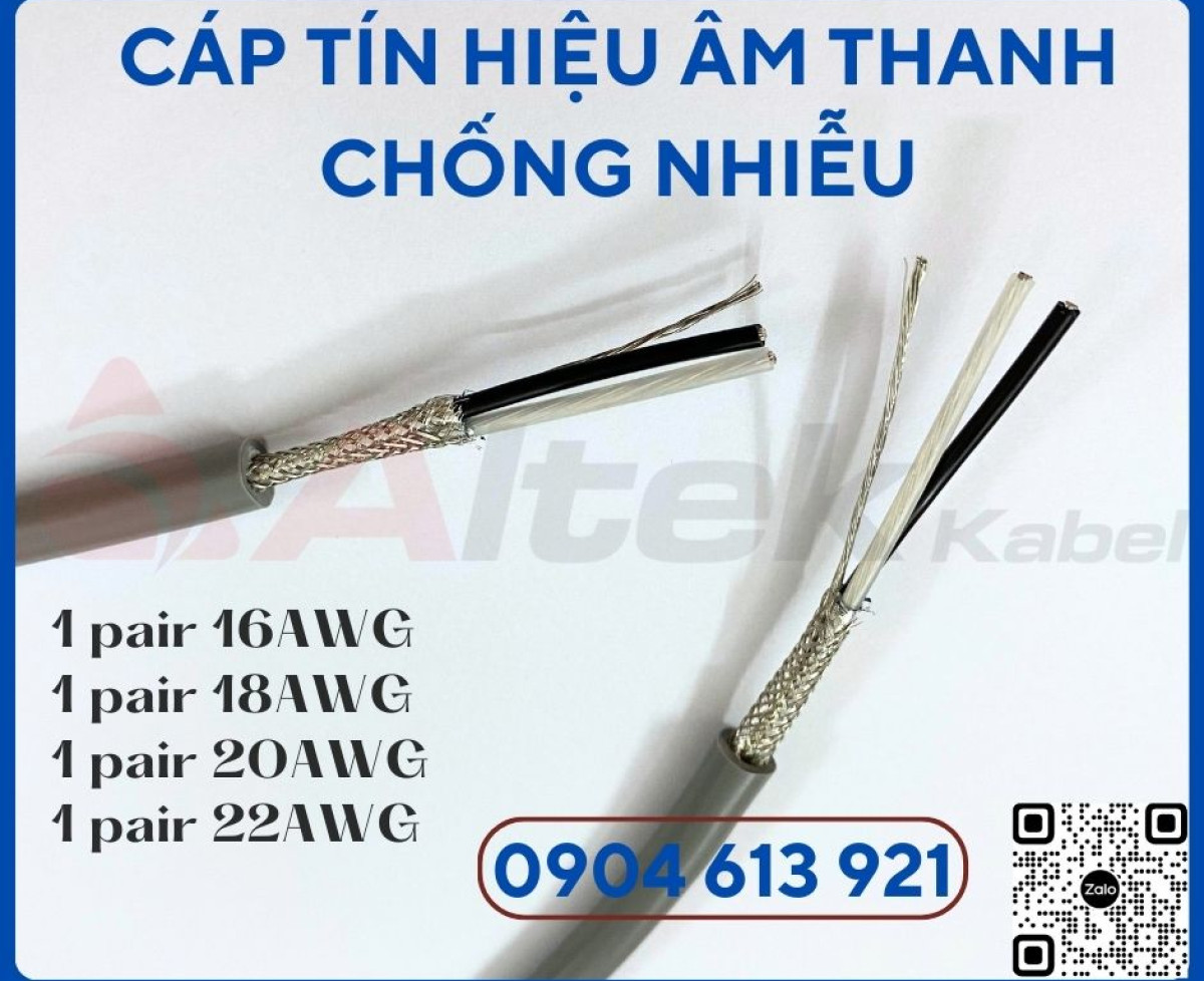 Cáp tín hiệu âm thanh chống nhiễu 1 pair 18AWG Altek kabel Đà Nẵng, HCM, Hà Nội