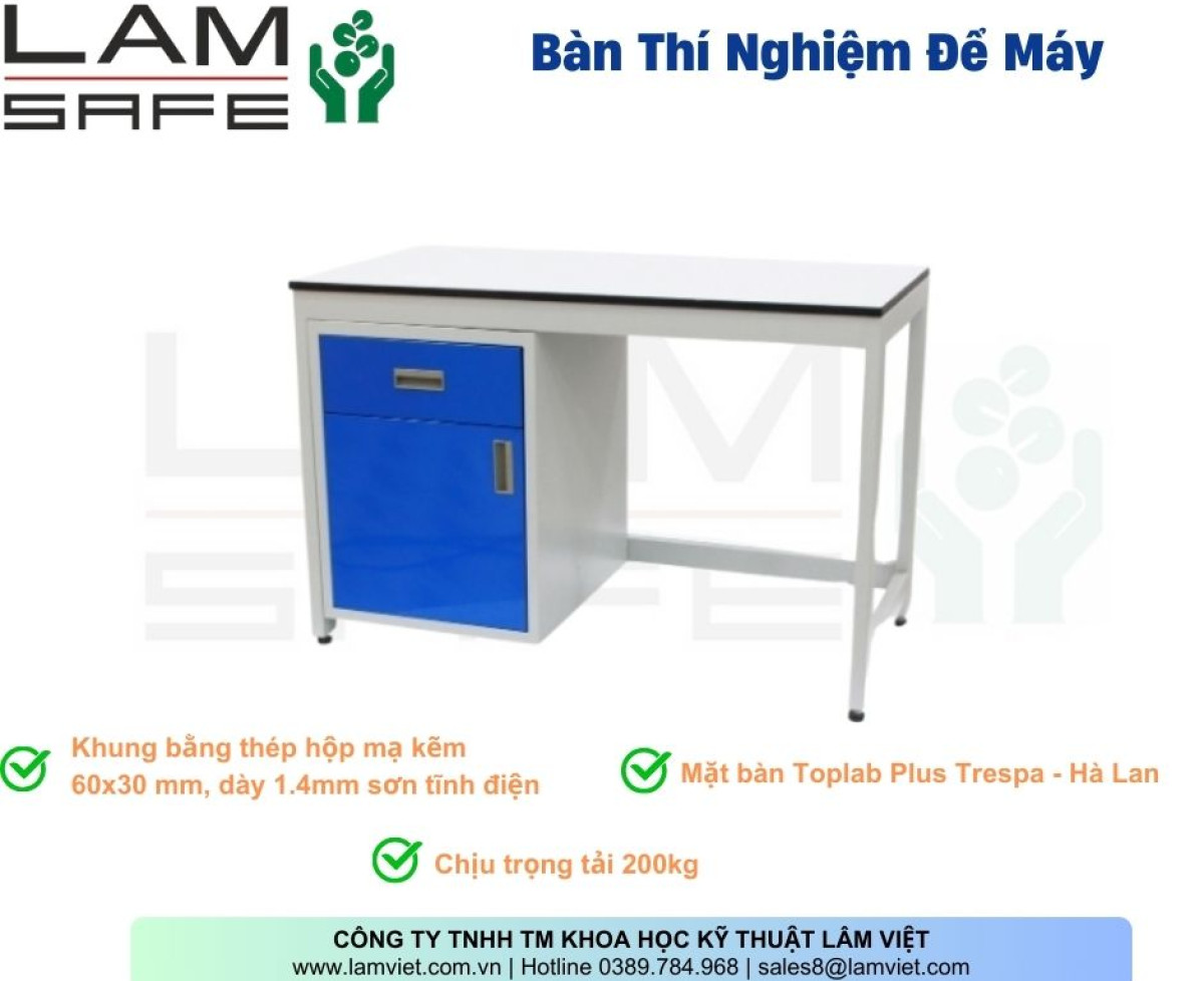 Bàn Thí Nghiệm Đơn Để Máy Có Hộc Tủ - Lamsafe