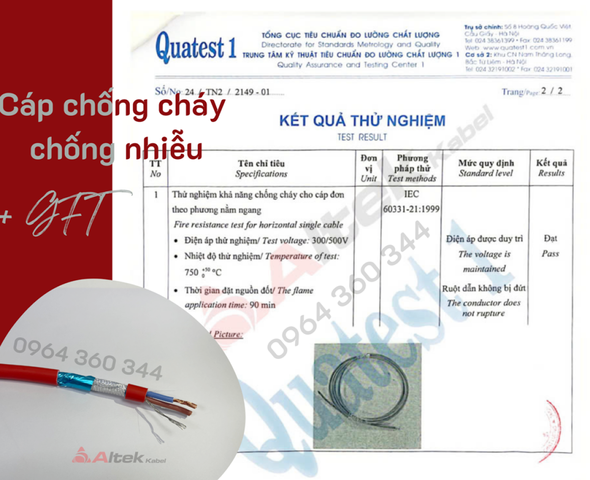 Cáp chống cháy chống nhiễu FR/CU Altek Kabel - Quatest 1