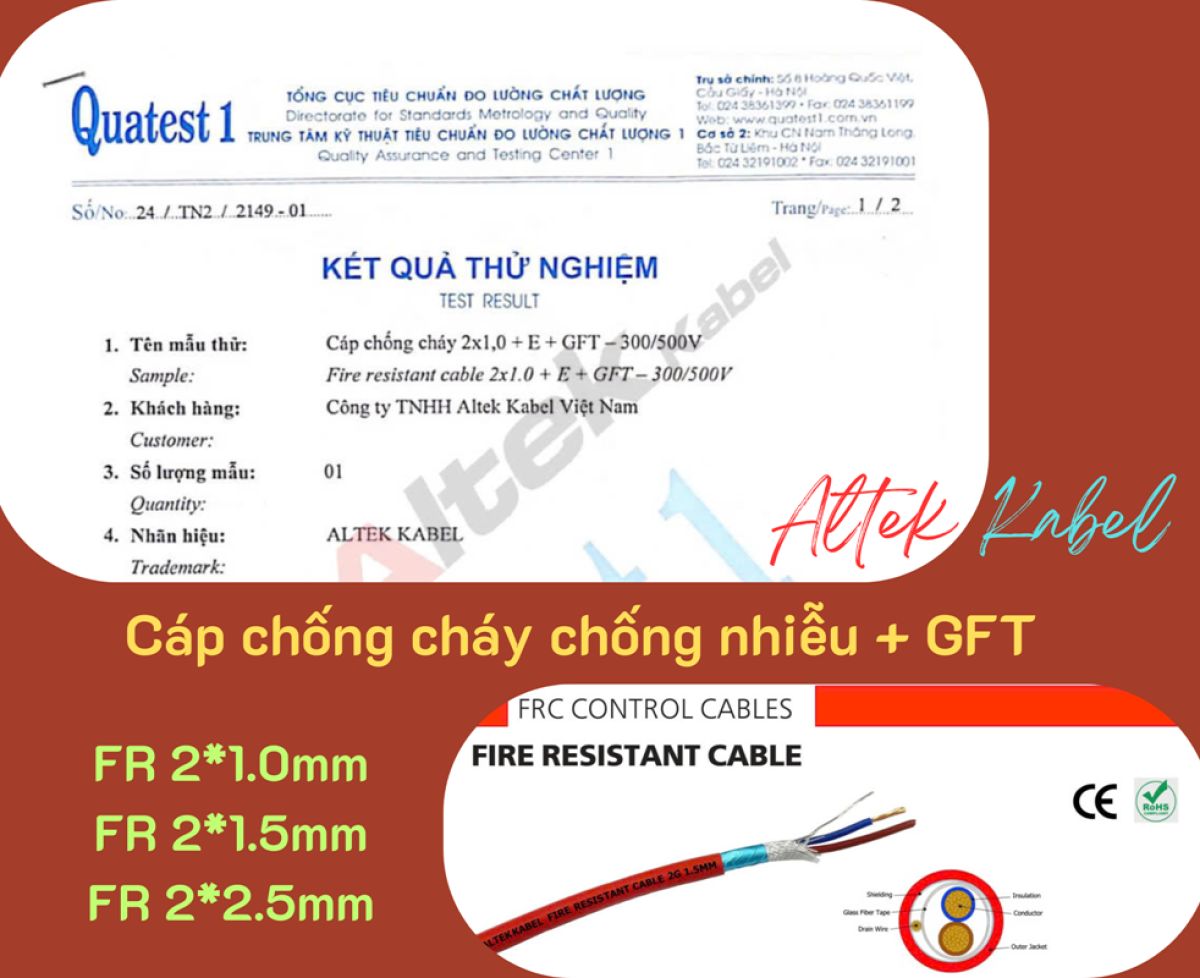 Cáp chống nhiễu chống cháy Fire Alarm 1 Pair 16AWG Altek Kabel