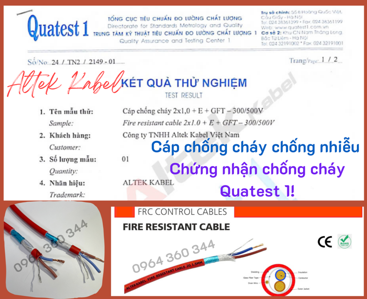 Cáp chống nhiễu chống cháy Fire Alarm 1 Pair 16AWG Altek Kabel