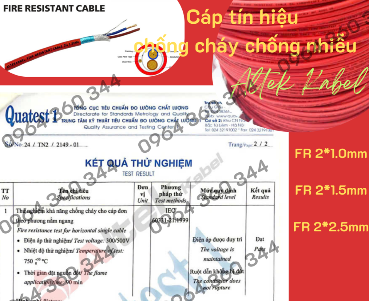 Cáp chống nhiễu chống cháy Fire Alarm 1 Pair 16AWG Altek Kabel