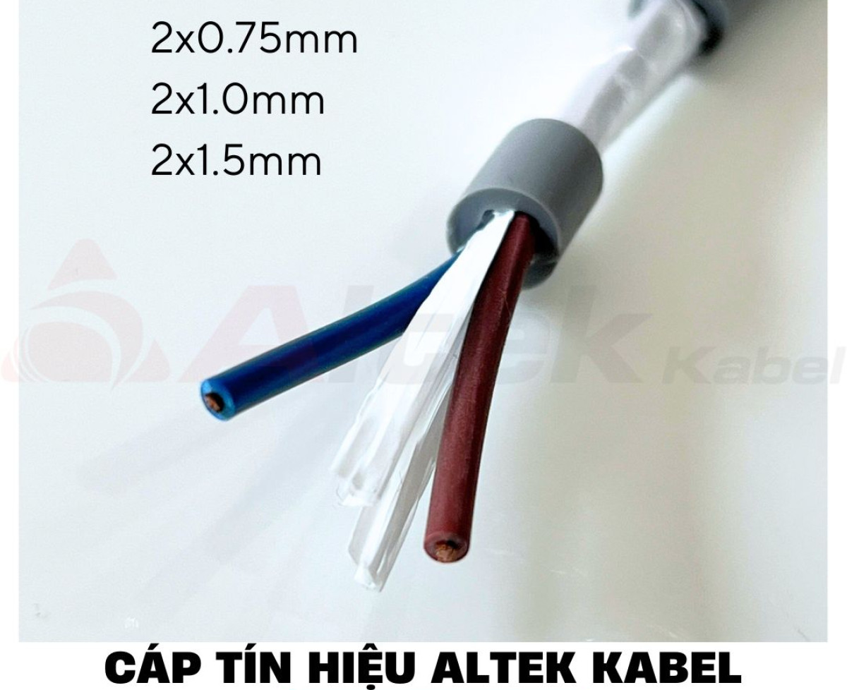 Cáp điện 2 lõi, cáp điều khiển 2x1.5mm lưới chống nhiễu Altek Kabel