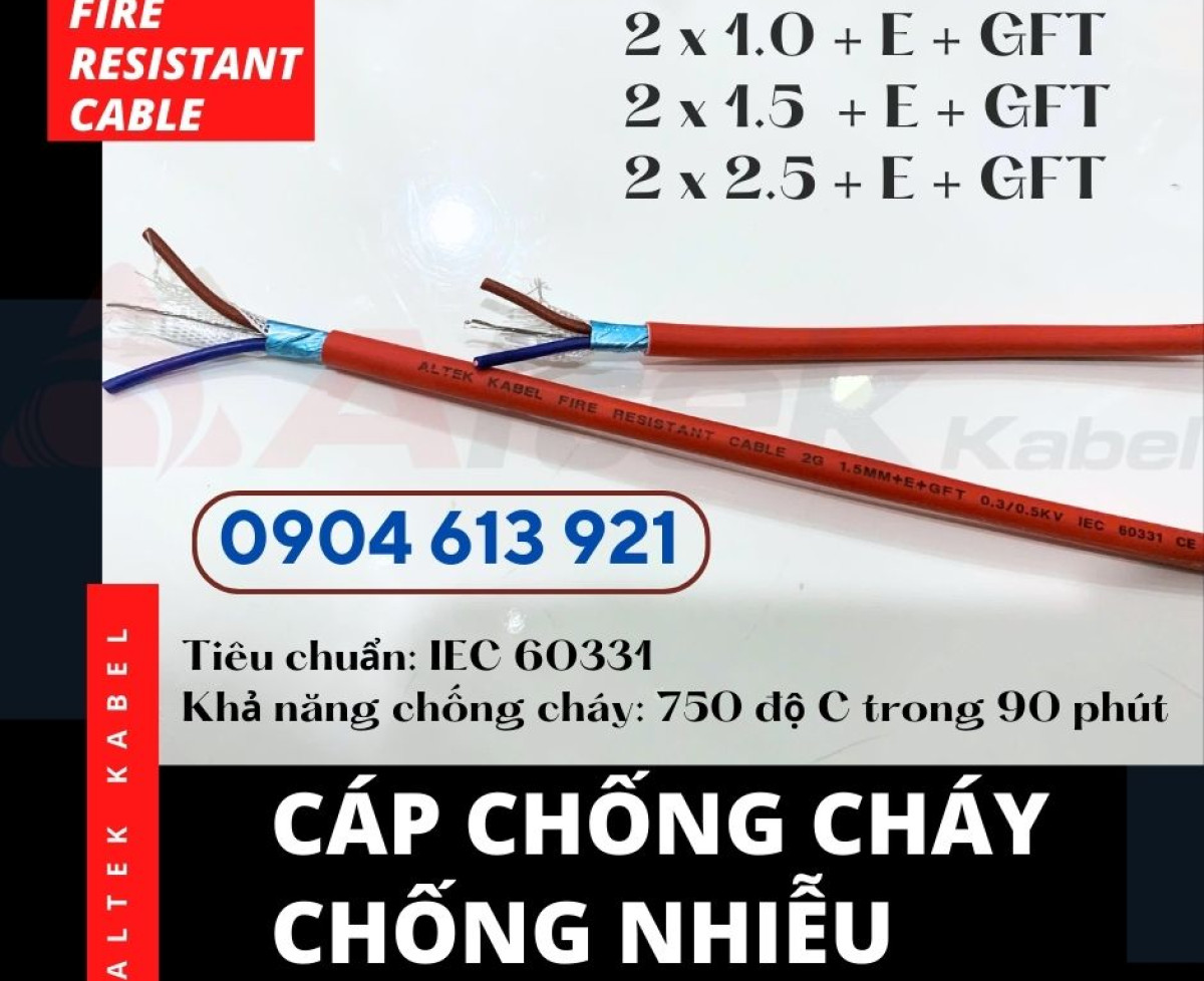 Cáp báo cháy chống cháy chống nhiễu 2x1.5 Altek Kabel