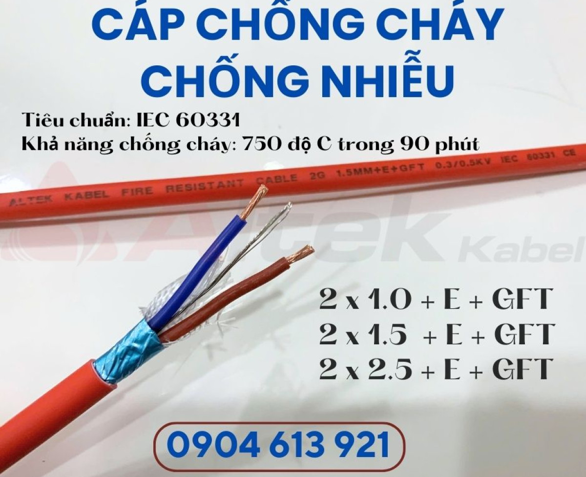 Cáp báo cháy chống cháy chống nhiễu 2x1.5 Altek Kabel