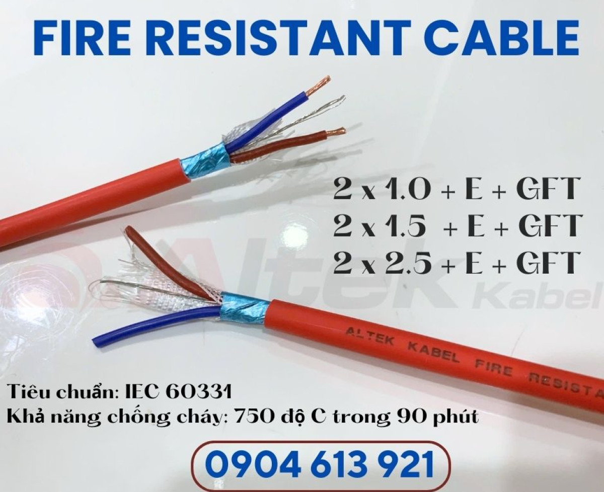 Cáp báo cháy chống cháy chống nhiễu 2x1.5 Altek Kabel