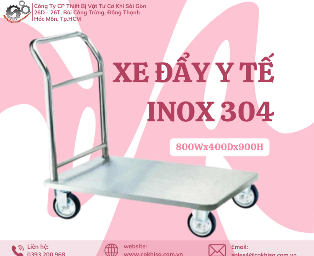 Xe đẩy inox 304 y tế