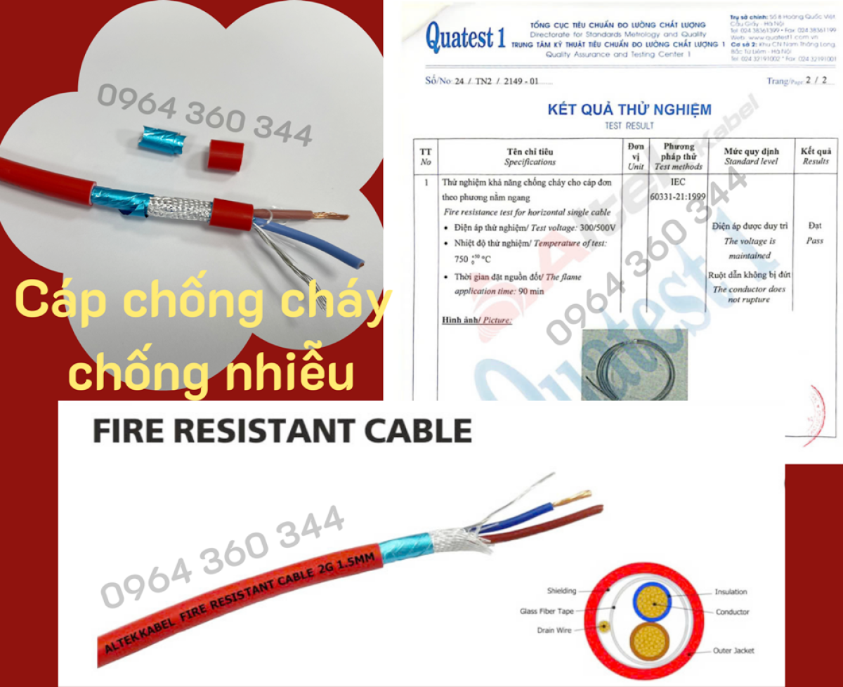 Cáp tín hiệu chống cháy chống nhiễu 2 x 1.5mm2 giá tốt