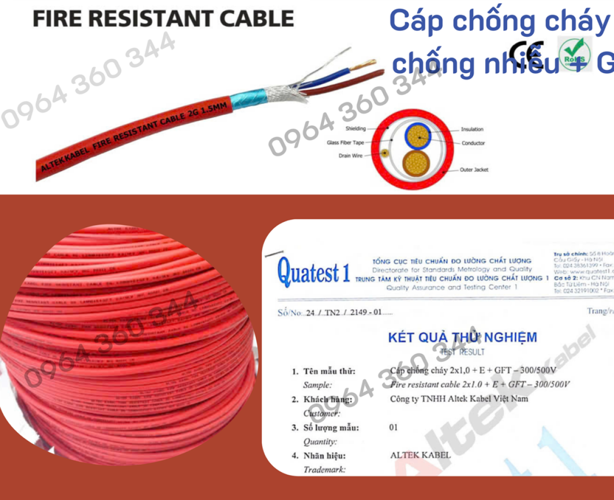 Cáp tín hiệu chống cháy chống nhiễu 2 x 1.5mm2 giá tốt