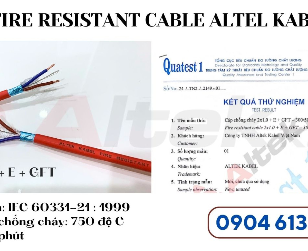 Cáp báo cháy chống cháy chống nhiễu 2x16AWG (2x1.5mm) Altek Kabel