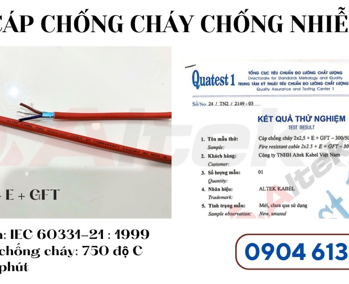 Cáp báo cháy chống cháy chống nhiễu 2x16AWG (2x1.5mm) Altek Kabel