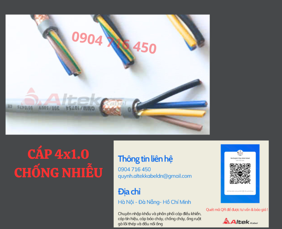 Dây cáp điện 4x1.0 lõi đồng mềm Altek Kabel Hà Nội, Đà Nẵng, Thanh Hóa