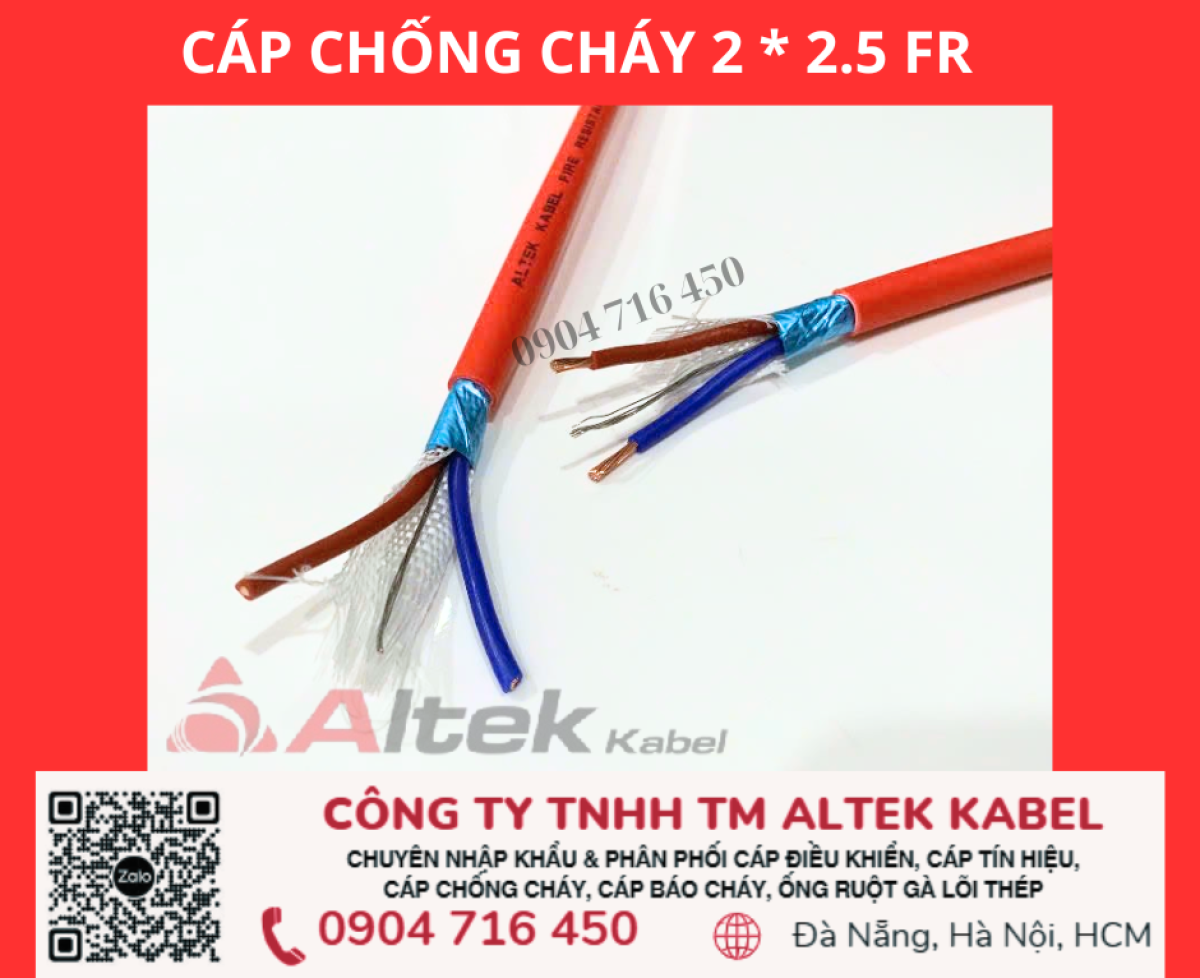 Cáp tín hiệu 2x2.5 chống cháy Altek Kabel