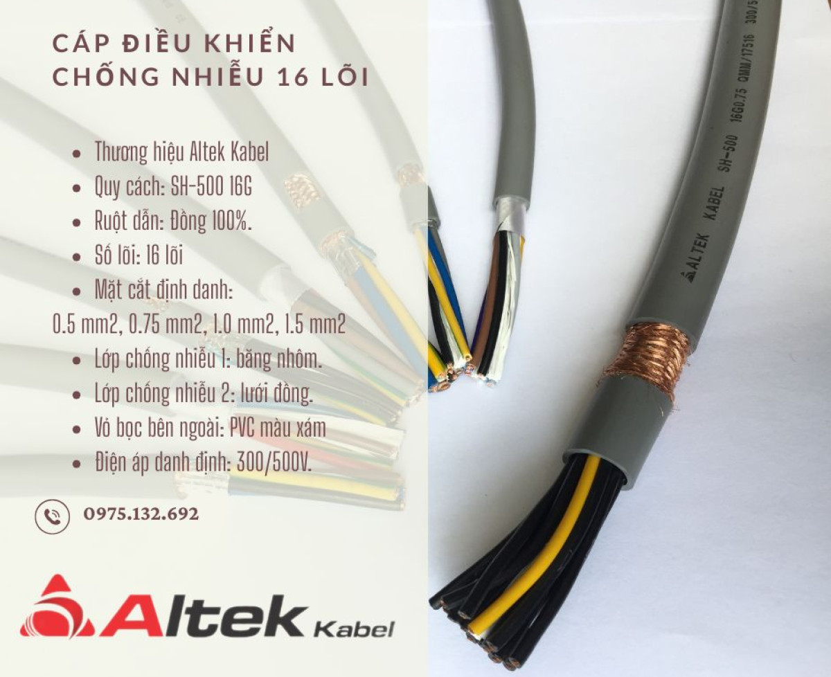 Cáp điều khiển chống nhiễu 16 lõi Altek Kabel