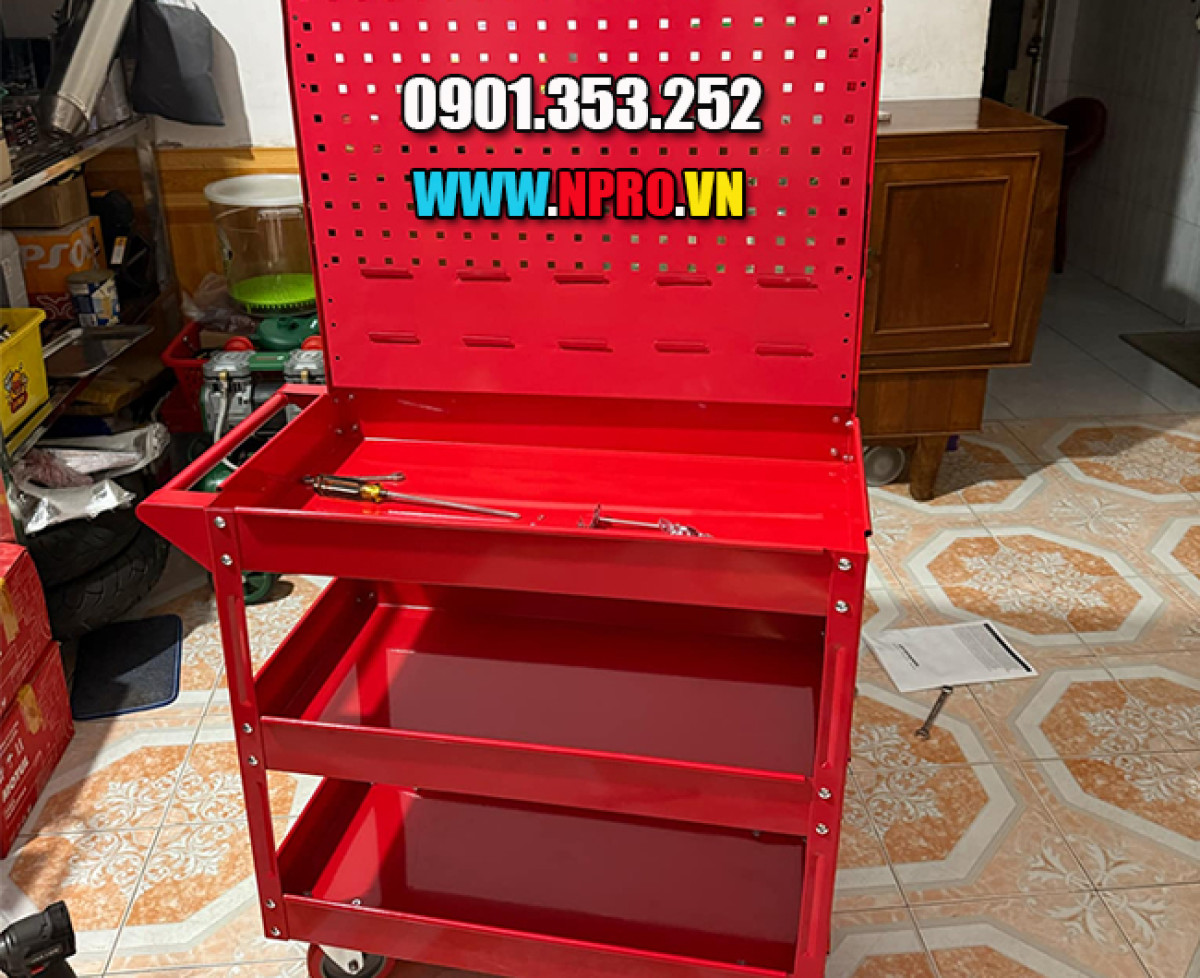 Big Sale  XE ĐẨY ĐỒ NGHỀ 3 NGĂN CÓ GIÁ TREO TIỆN LỢI - MỚI 100%
