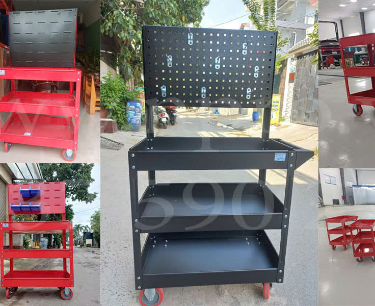 Big Sale  XE ĐẨY ĐỒ NGHỀ 3 NGĂN CÓ GIÁ TREO TIỆN LỢI - MỚI 100%