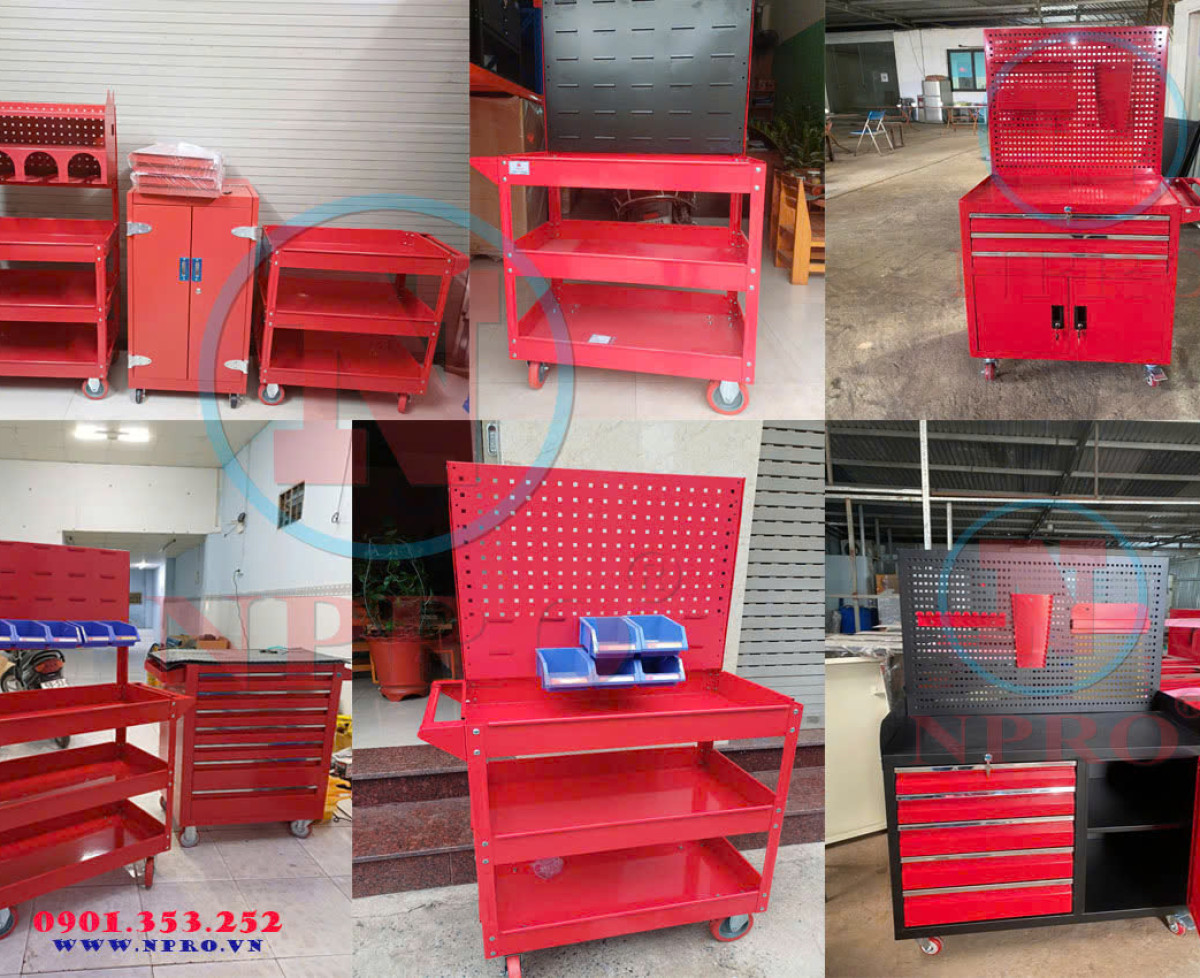 Xe đẩy 3 ngăn giúp bảo quản dụng cụ, đồ nghề vật dụng cơ khí