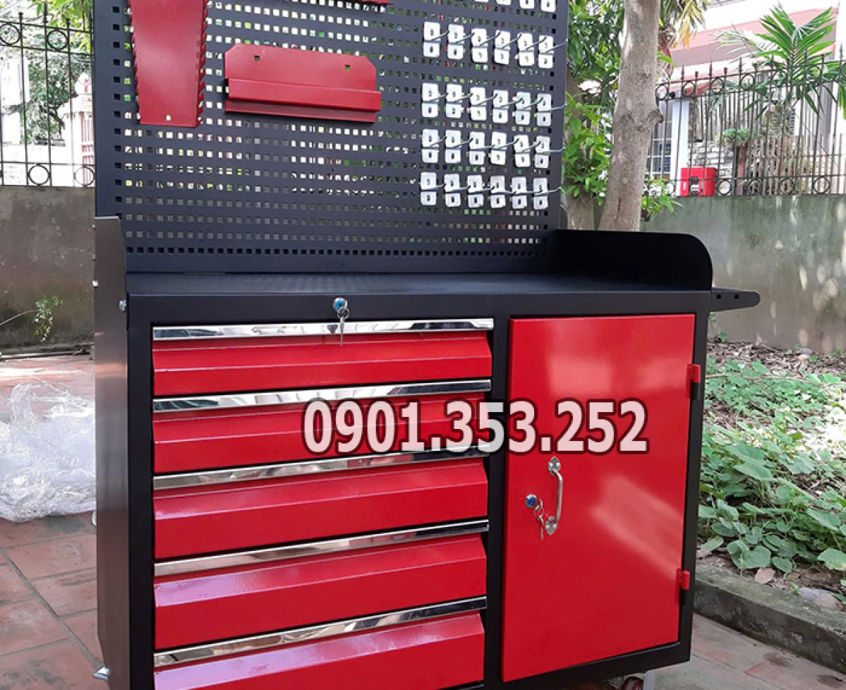 Tủ dụng cụ 6 ngăn màu đỏ đen