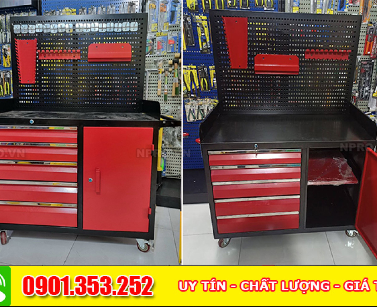 Tủ dụng cụ 6 ngăn màu đỏ đen