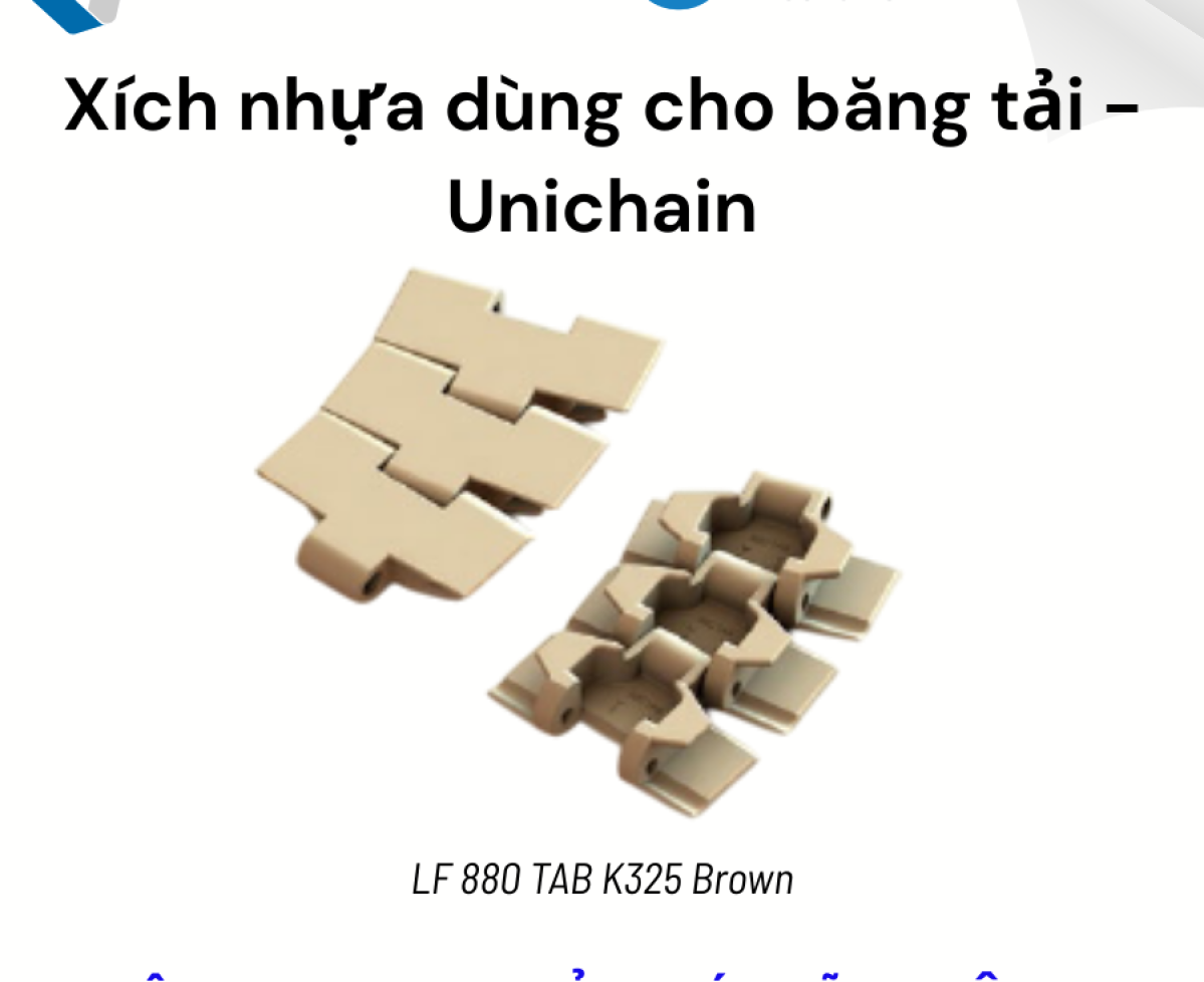 Xích nhựa Unichain 880 TAB K325 – Phù hợp cho dây chuyền thực phẩm và đồ uống (Hàng có sẵn)