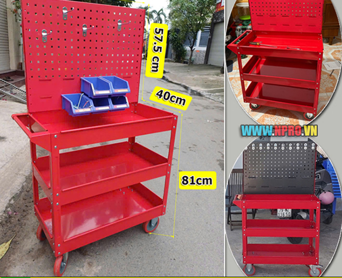 Xe đẩy dụng cụ NPRO 81cm  - 3 Ngăn