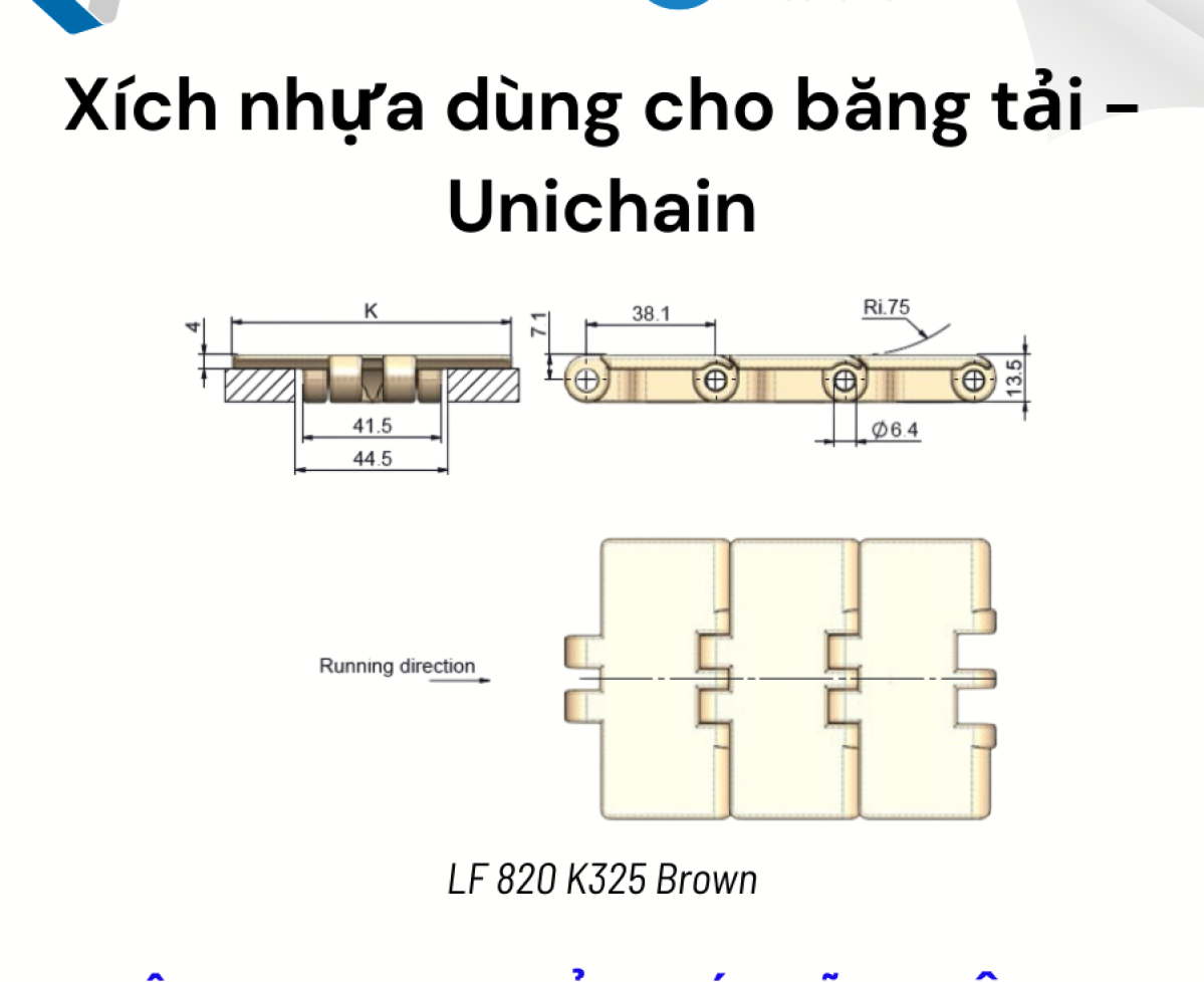 Xích nhựa Unichain 820 K325 (Hàng có sẵn)
