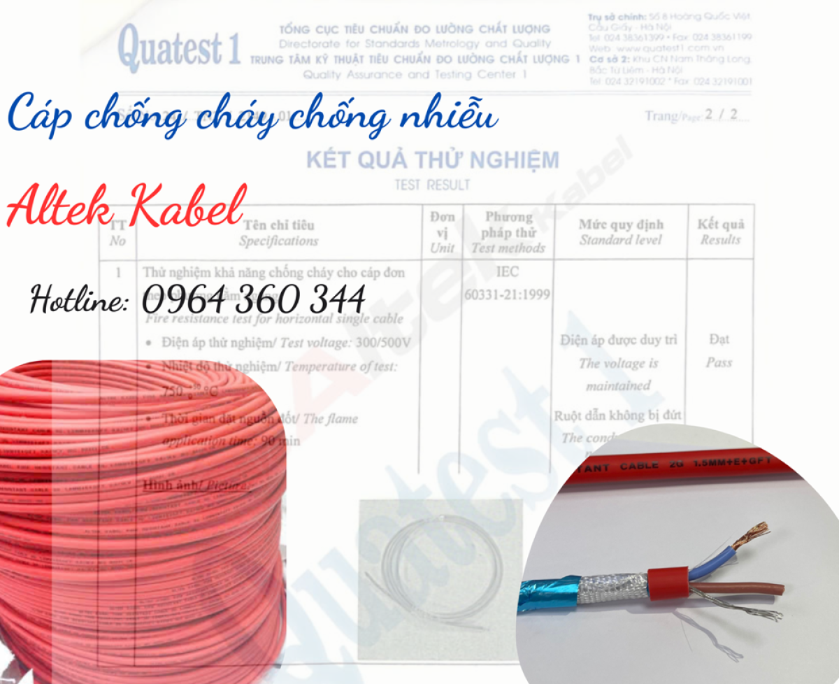 Phân phối cáp chống cháy, chống nhiễu Altek Kabel 2C x 1.0mm giá tốt