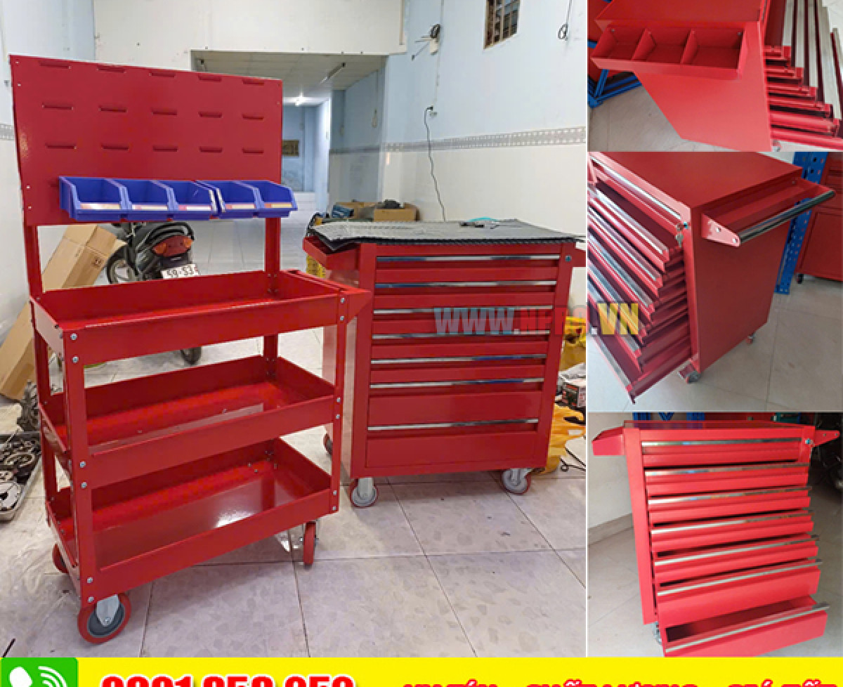 Tủ dụng cụ đồ nghề 7 ngăn màu đỏ