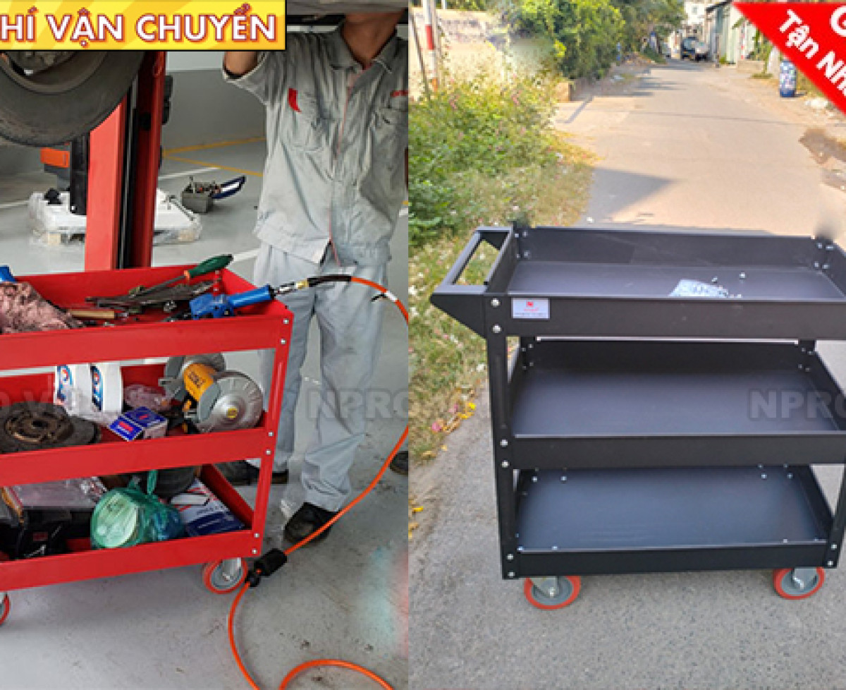 XE ĐẨY 3 NGĂN DÙNG ĐỂ DỤNG CỤ SỬA CHỮA XE