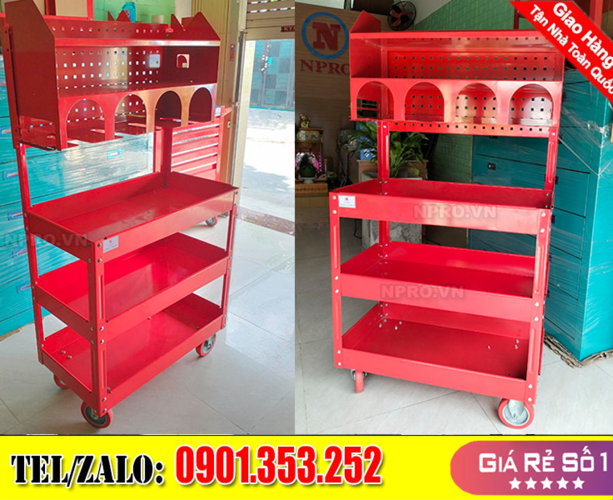 XE ĐẨY 3 NGĂN DÙNG ĐỂ DỤNG CỤ SỬA CHỮA XE