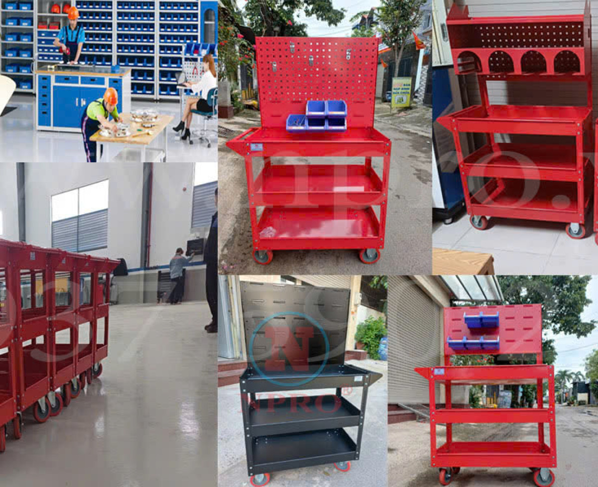 XE ĐẨY 3 NGĂN DÙNG ĐỂ DỤNG CỤ SỬA CHỮA XE