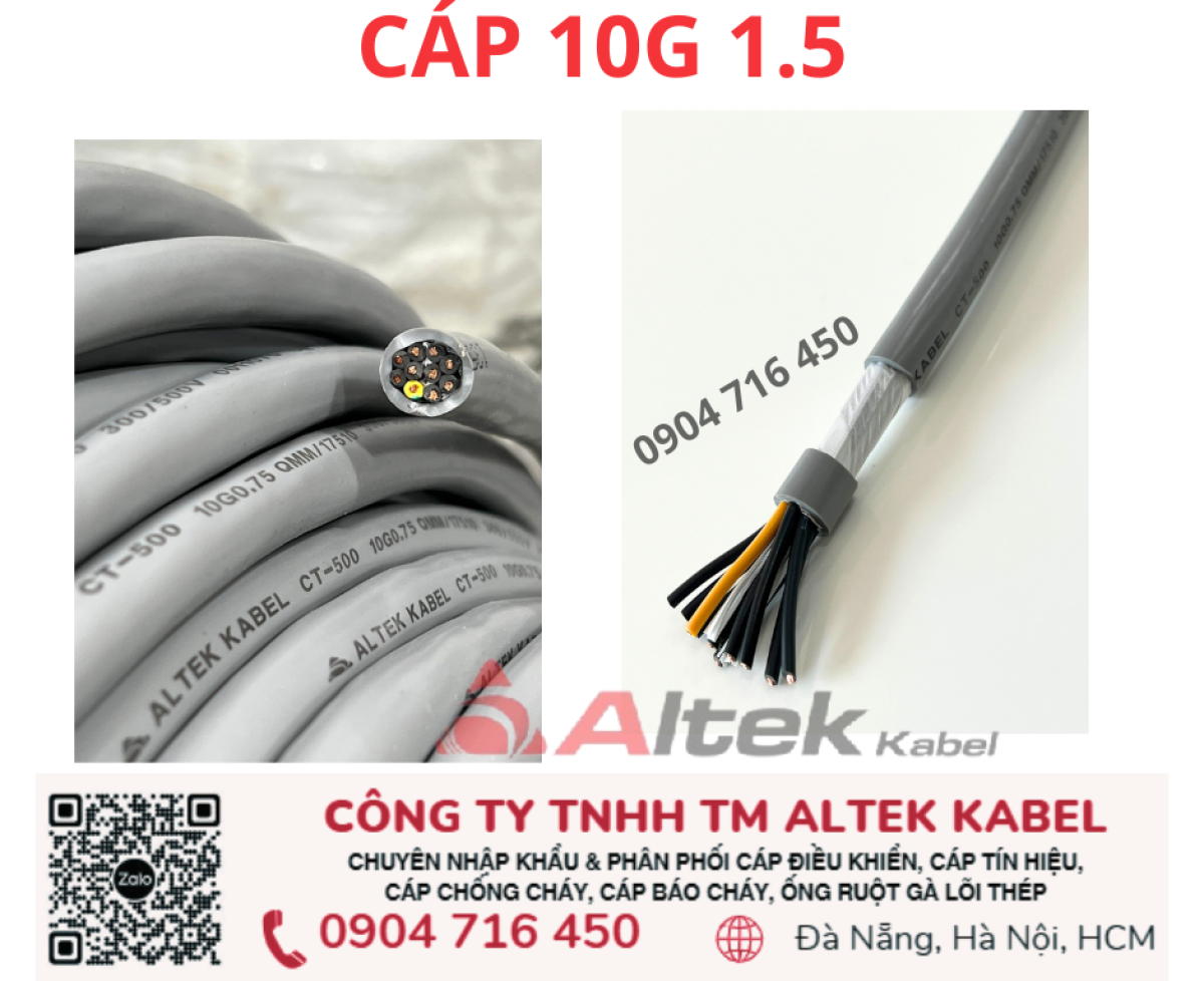 Cáp tín hiệu rvv,rvvp 10G1.5mm 2 Altek Kabel