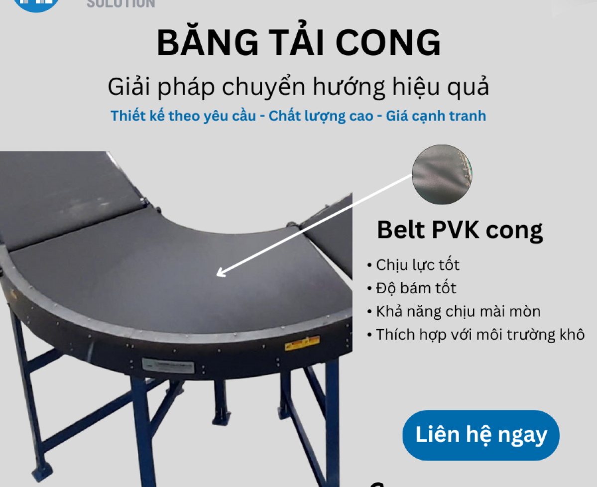 Băng tải cong sử dụng belt PVK