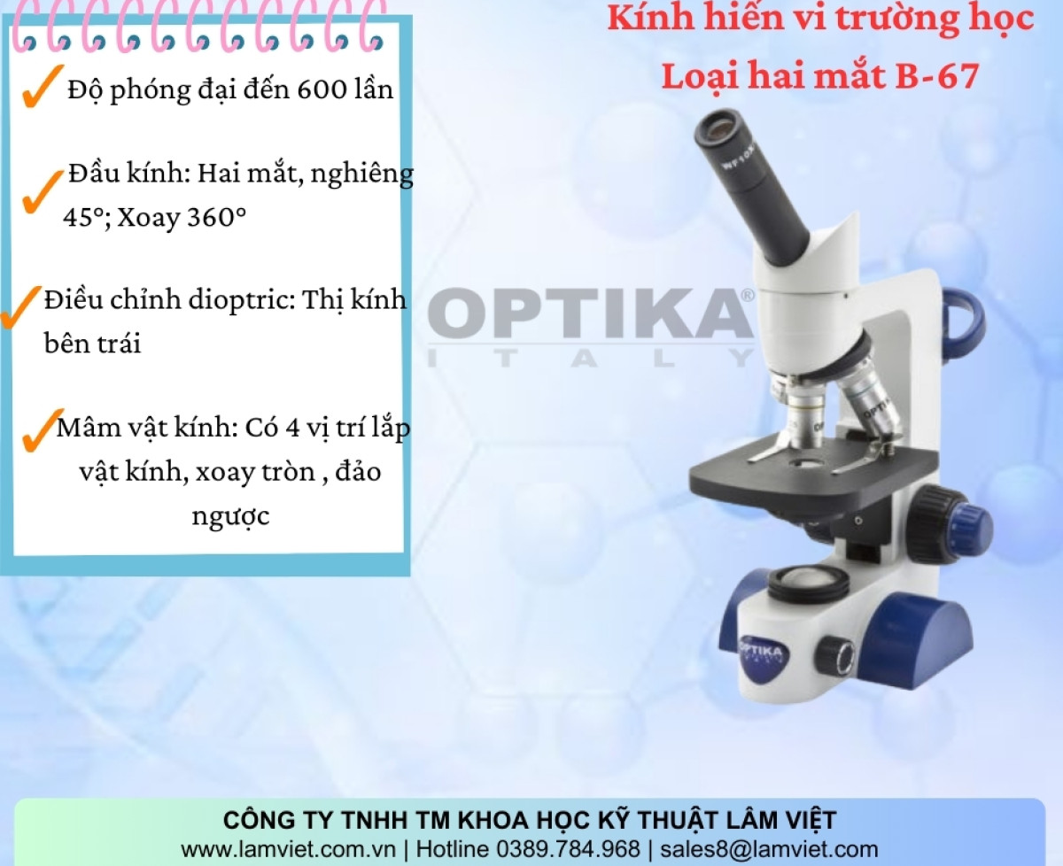 Kính Hiển Vi B-60 Series từ Optika Italy