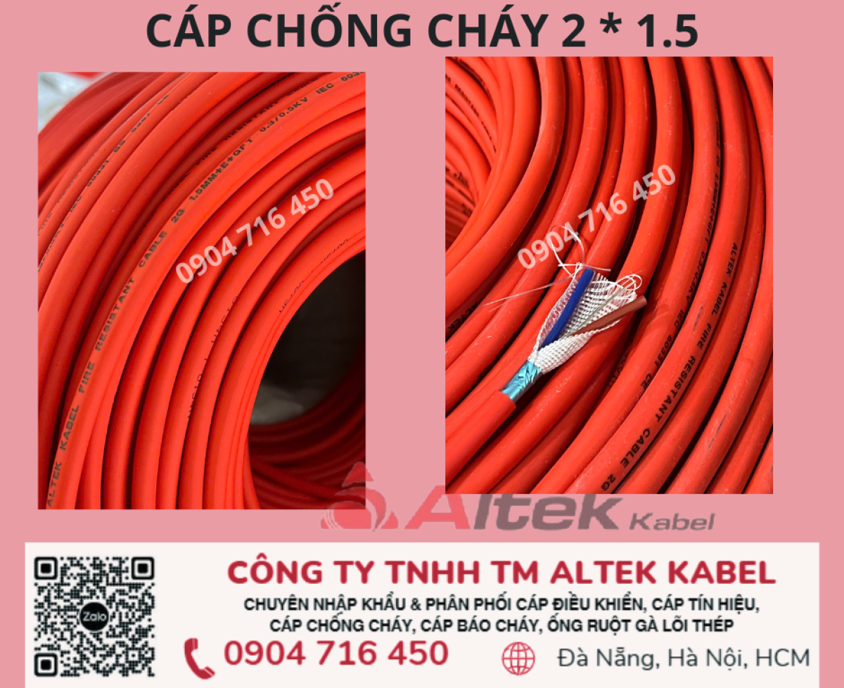 Cáp chống cháy 2cx1.5mm FR Altek Kabel Sài Gòn, Đà Nẵng, Hà Nội