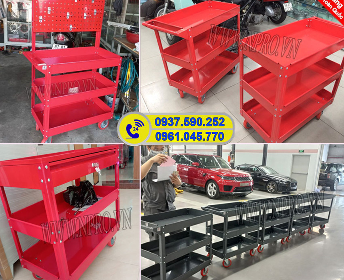 Tủ Đồ Nghề Cơ Khí, Xe Đẩy Dụng Cụ 3 Ngăn