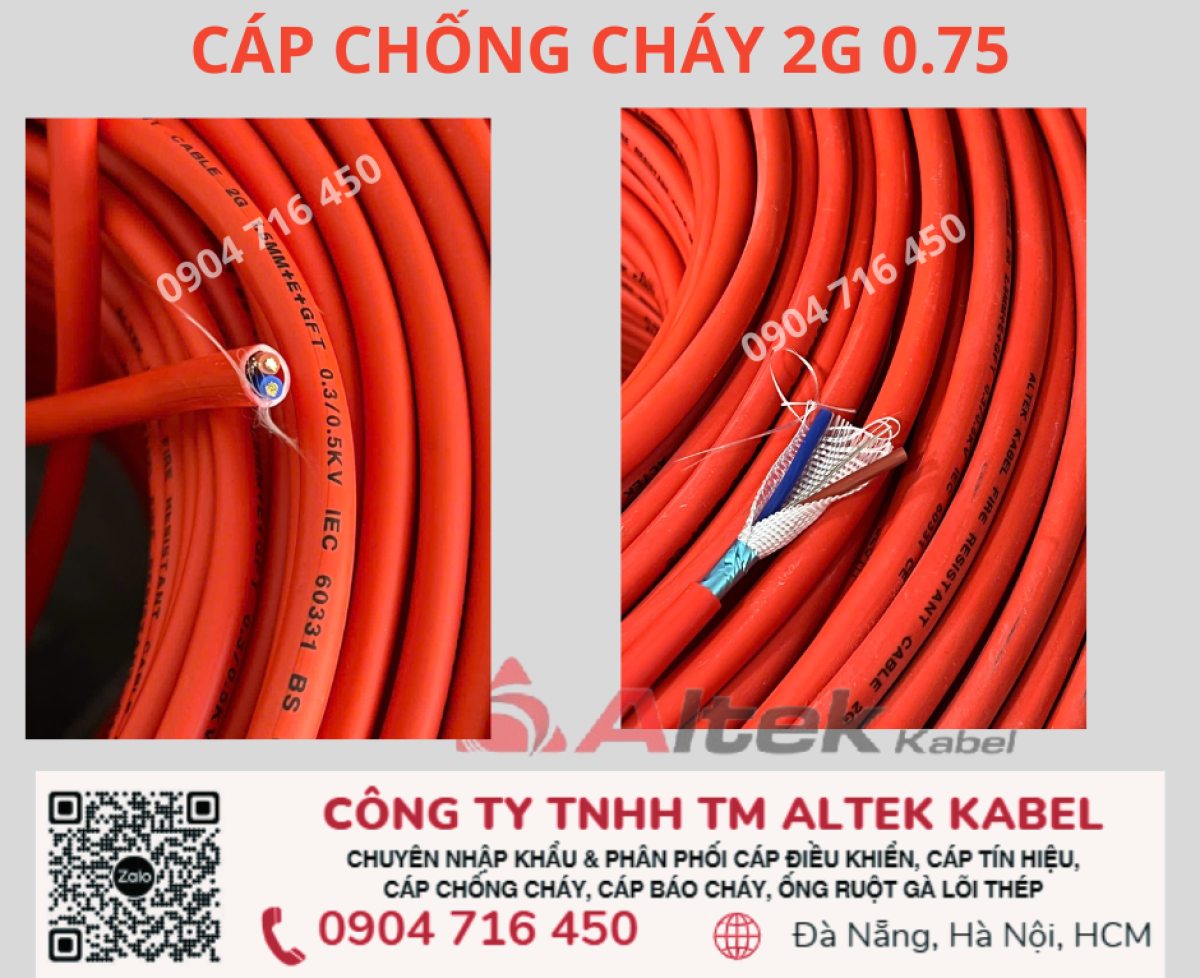 Cáp báo cháy 2×0.75 chống cháy chống nhiễu ALTEK KABEL giá tốt nhất
