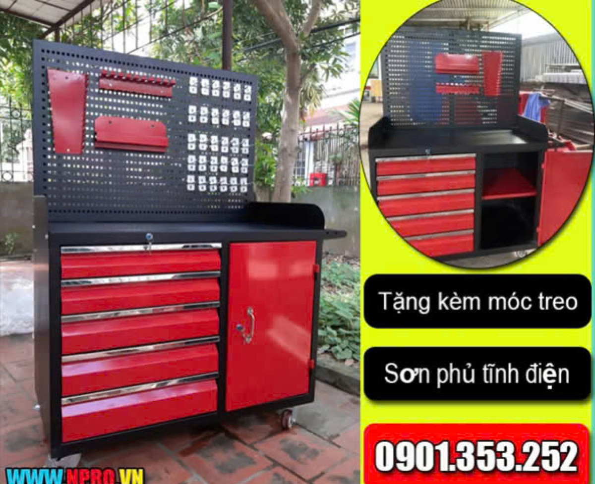 Xe đẩy 3 ngăn chứa đồ nghề, dụng cụ sửa chữa/cơ khí