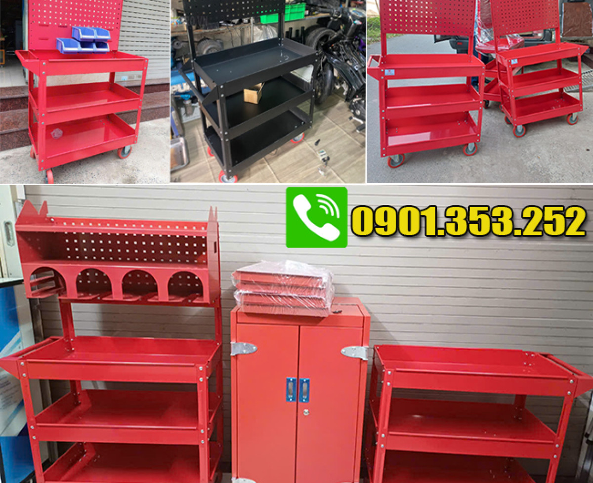 Xe đẩy 3 ngăn chứa đồ nghề, dụng cụ sửa chữa/cơ khí