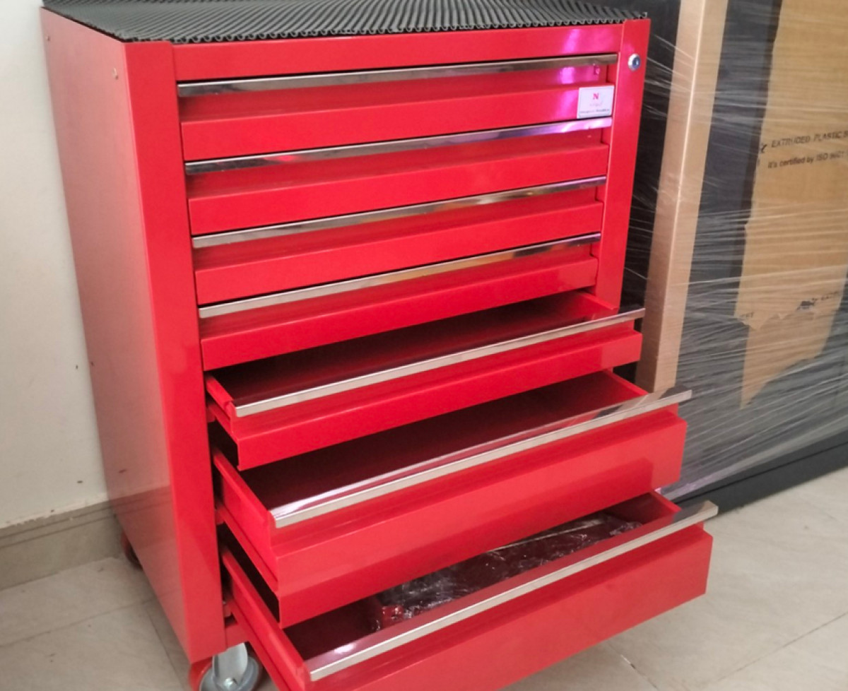 Tủ đồ nghề 7 ngăn màu đỏ Kt 700x450x920mm