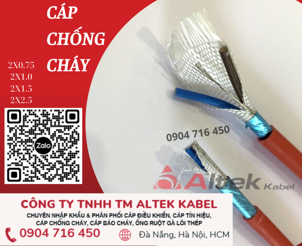 Cáp báo cháy chống cháy 2x0.75 Altek Kabel Đà Nẵng, Hà Nội, Sài Gòn